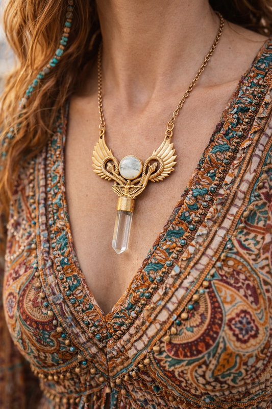 Moonlight Winged Quartz Necklace