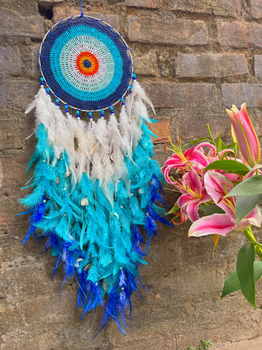 Blue Healing Crochet Dreamcatcher