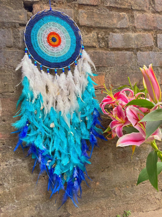 Blue Healing Crochet Dreamcatcher