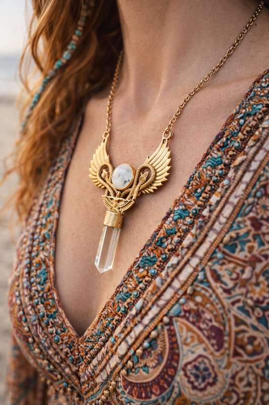 Moonlight Winged Quartz Necklace
