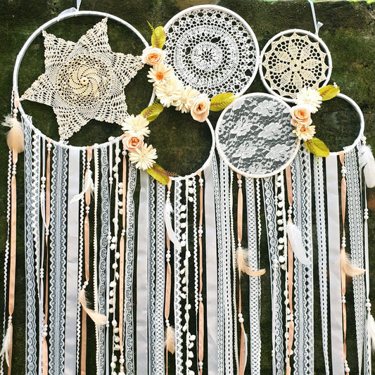 White Laces Cluster Dreamcatcher