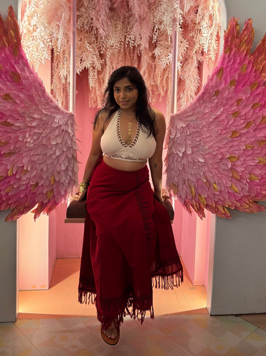 Crimson Nomad Wrap Skirt