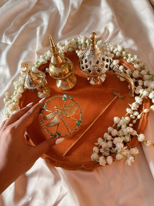 Dragonfly Turquoise Hair Cage Bun