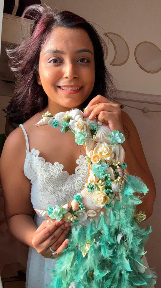 Sea and Shells Moon Flora Dreamcatcher Medium