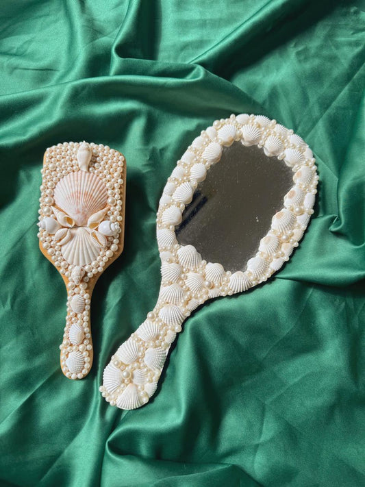 Bohemian Shell Hand Mirror And Comb Set