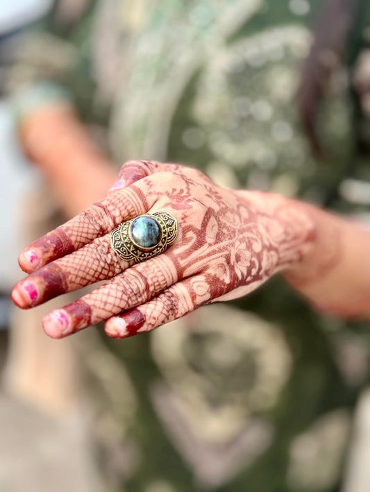 Labradorite Flower of Life Ring