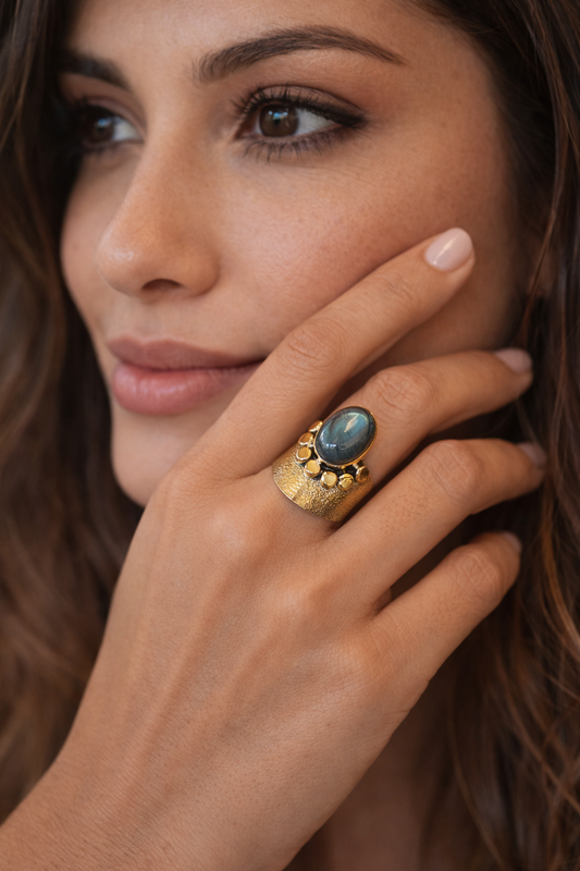 Luna Labradorite Aura Ring