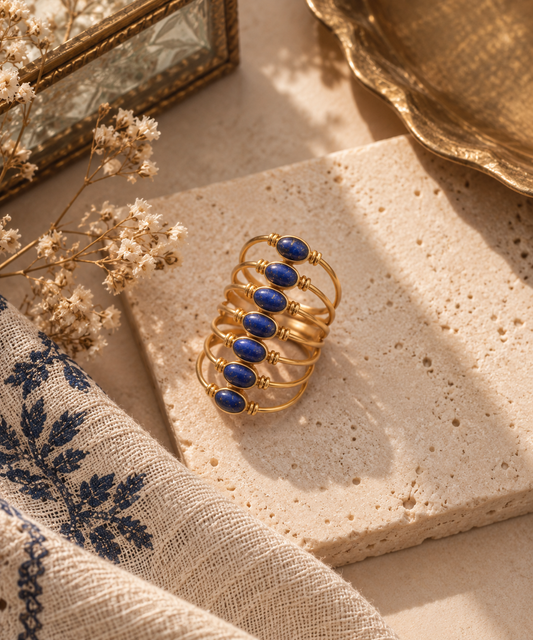 Lapis Lazuli Multi-Band Boho Ring