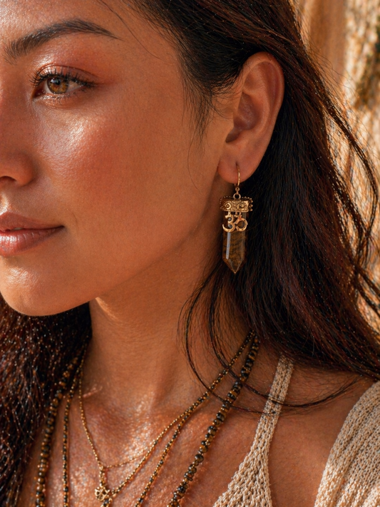 Om Tiger’s Eye Earrings