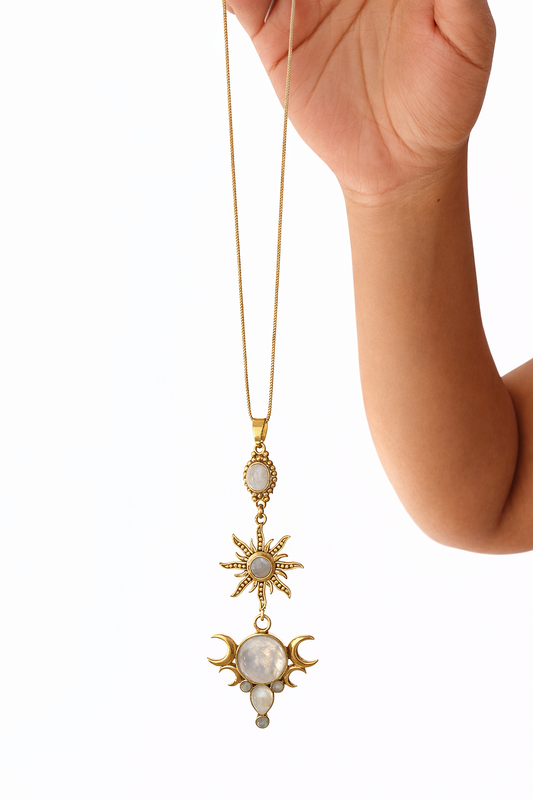 Celestial Moonstone Sun & Moon Necklace