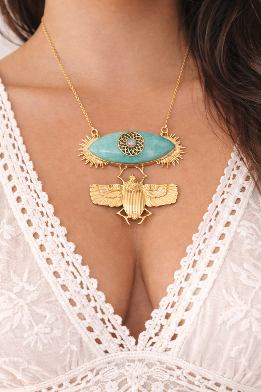 Celestial Scarab Evil Eye Necklace