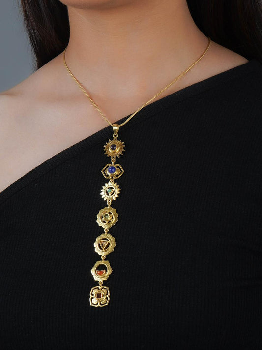 Flower Life Chakras Long Stone Pendent