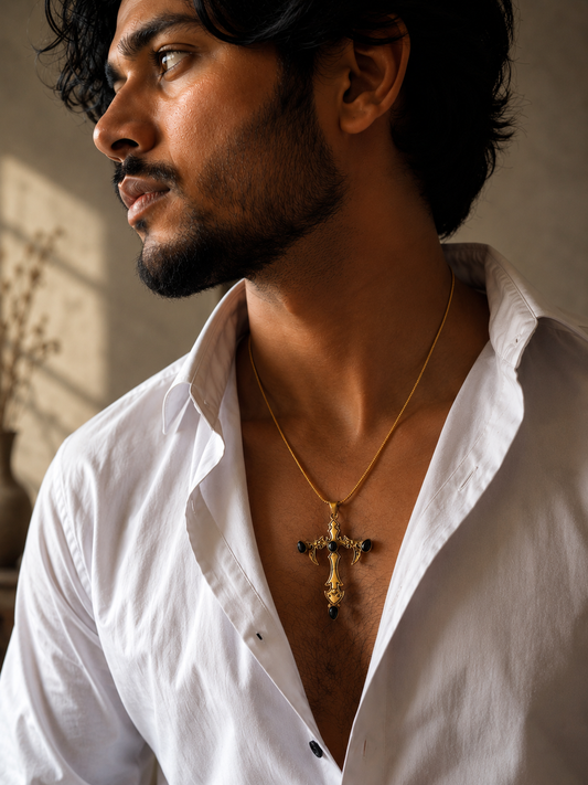 Noctis Black Tourmaline Cross Pendant