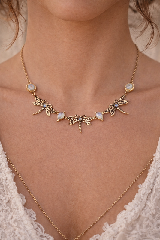 Dragonfly Moonstone Necklace