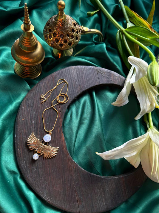 Scarab Angel Moonstone Pendant with chain