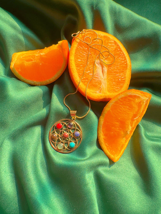 Embedded Flower Of Life Locket with Chain