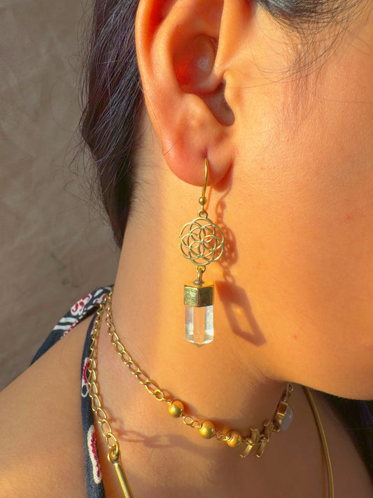 Mandala Quartz Drop Earrings