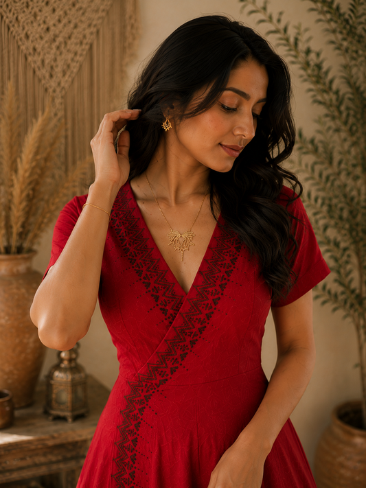 Crimson Nomad Wrap Dress