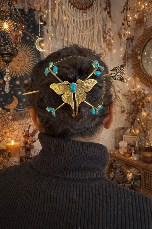 Butterfly Turquoise Hair Cage Bun