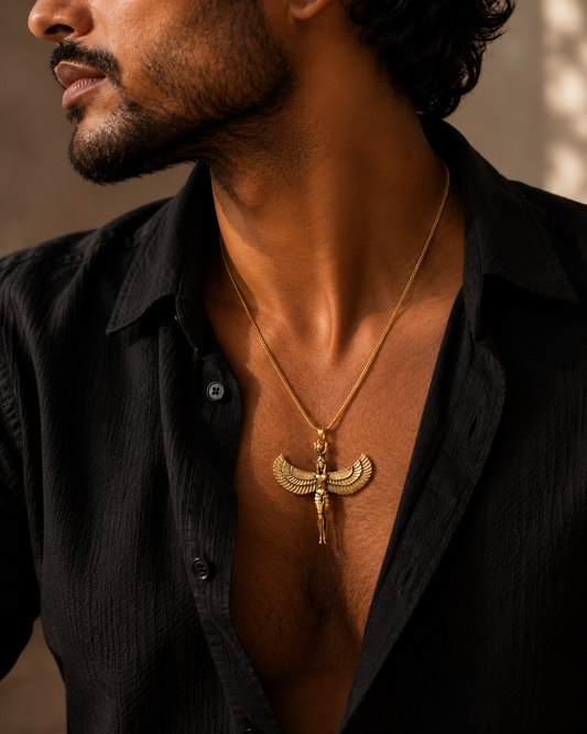 Guardian Angel Pendent with Chain Mens