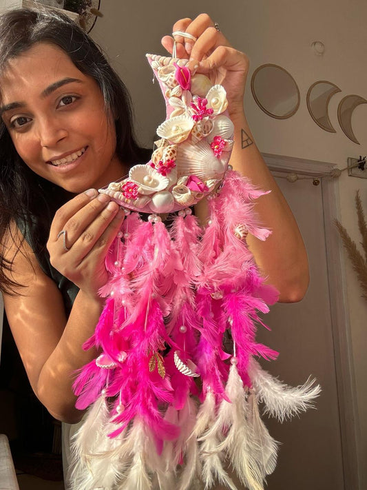 Mini Pink Moon Flora Dreamcatcher