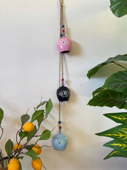 Pastel Evil Eyed Cow Bell Hanging