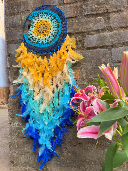 Blue Crescent Crochet Dreamcatcher