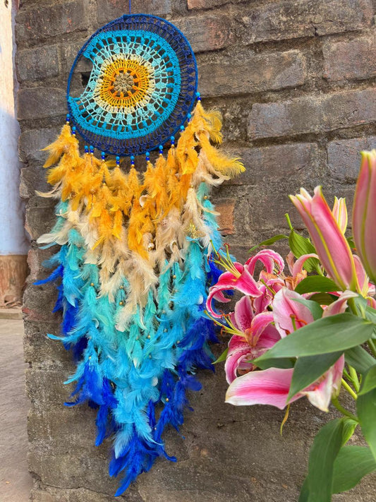 Blue Crescent Crochet Dreamcatcher