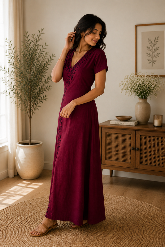 Wine Nomad Wrap Dress