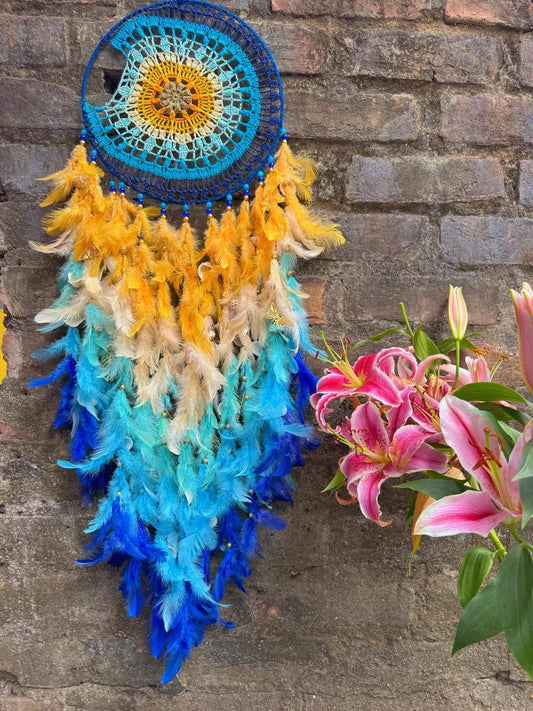Blue Crescent Crochet Dreamcatcher