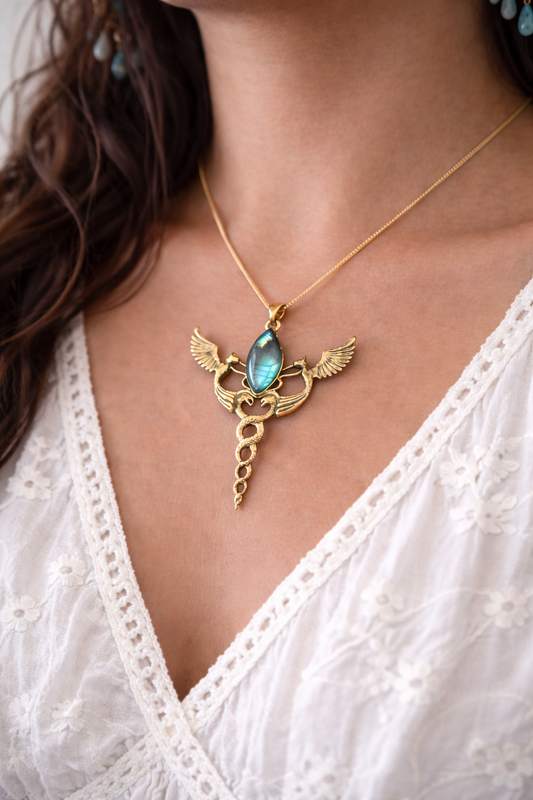 Labradorite Winged Serpent Necklace