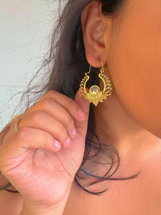 Moonstone Lotus Mandala Flower Earring