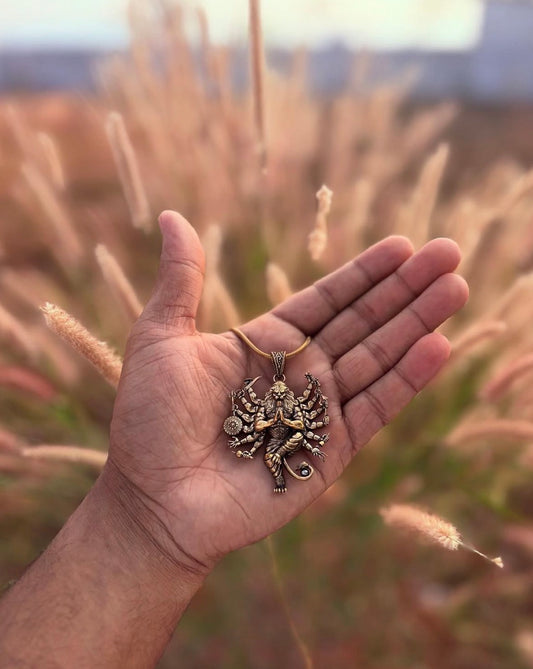 Half-Man Half-Lion Deity Pendant - Narasimha Pendant with Chain