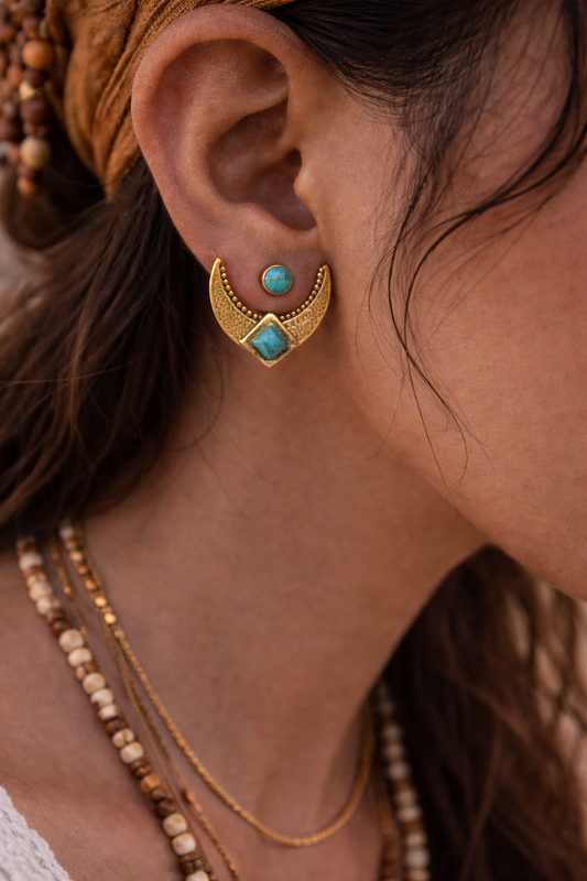 Turquoise Crescent Soul Studs - Pre Order