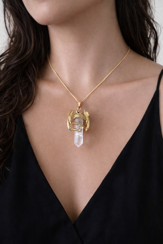 Celestial Dragon Quartz Pendant Necklace