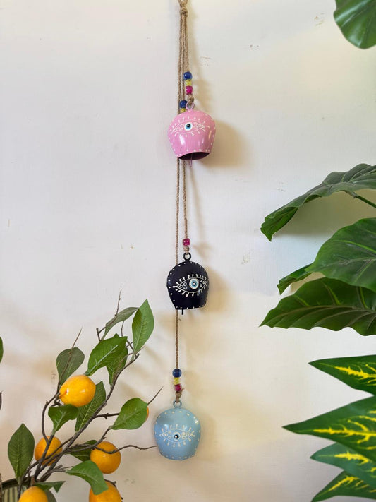 Pastel Evil Eyed Cow Bell Hanging