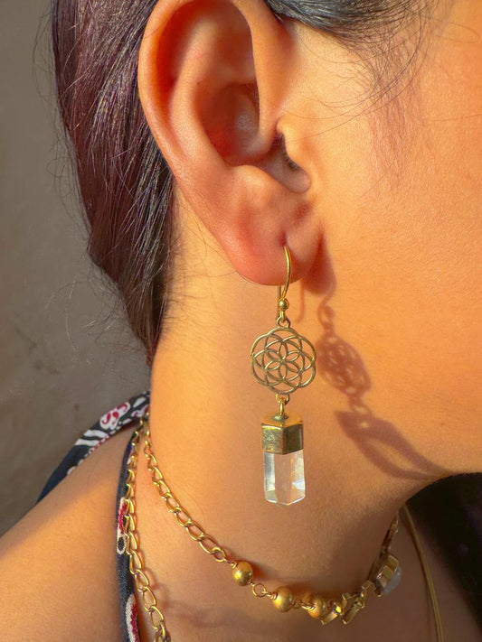 Mandala Quartz Drop Earrings