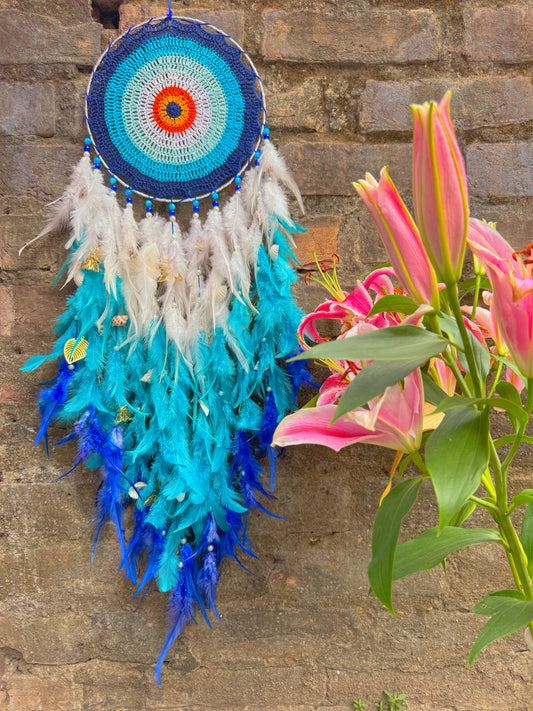 Blue Healing Crochet Dreamcatcher