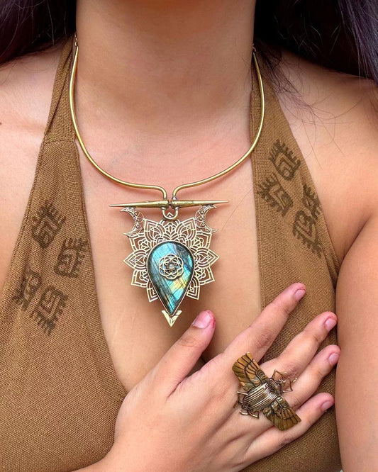 Labradorite Halo Necklace