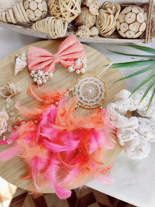 Coral Pastel Car Hanging Dreamcatcher