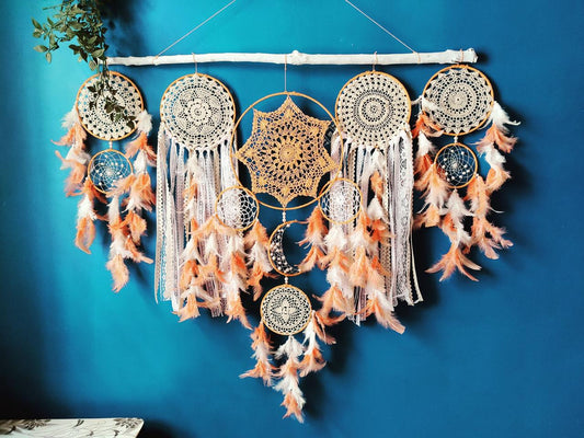 Peach Boho Cluster Dreamcatcher