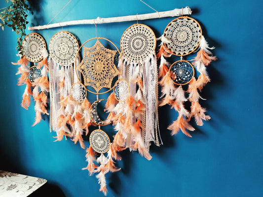 Peach Boho Cluster Dreamcatcher