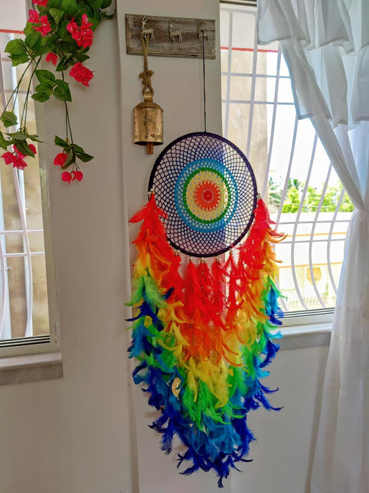Rainbow Heaven Crochet Dreamcatcher