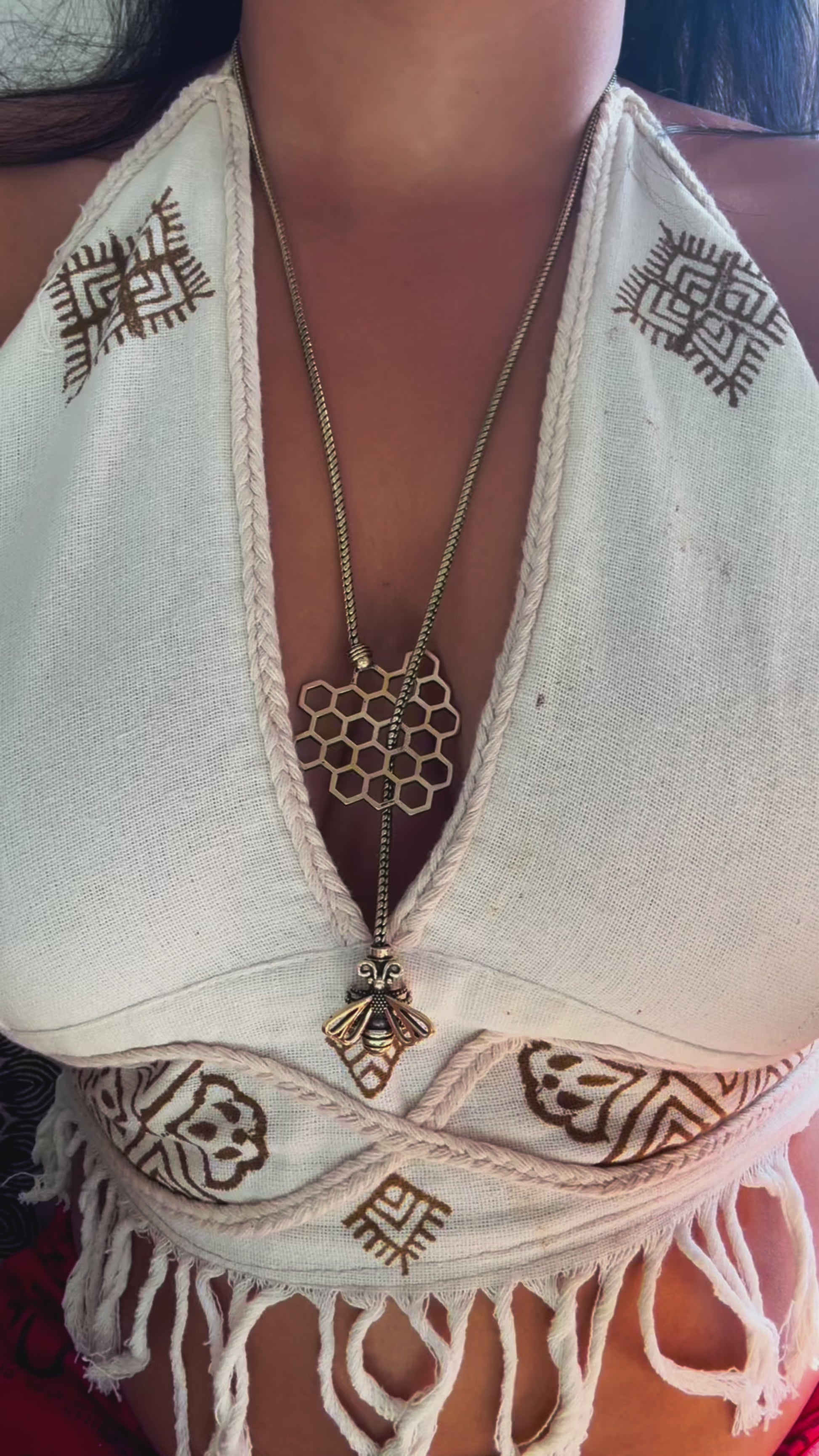 HoneyComb With Bee A-Typical Necklace