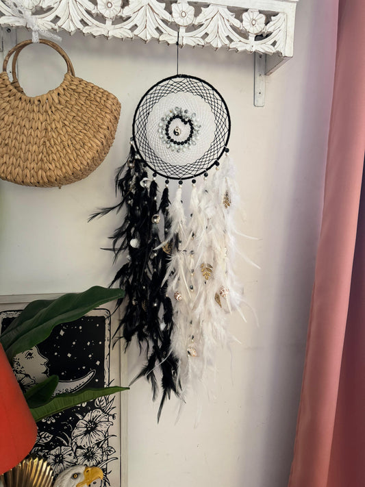 Ying Yang Cobwebbed Dreamcatcher