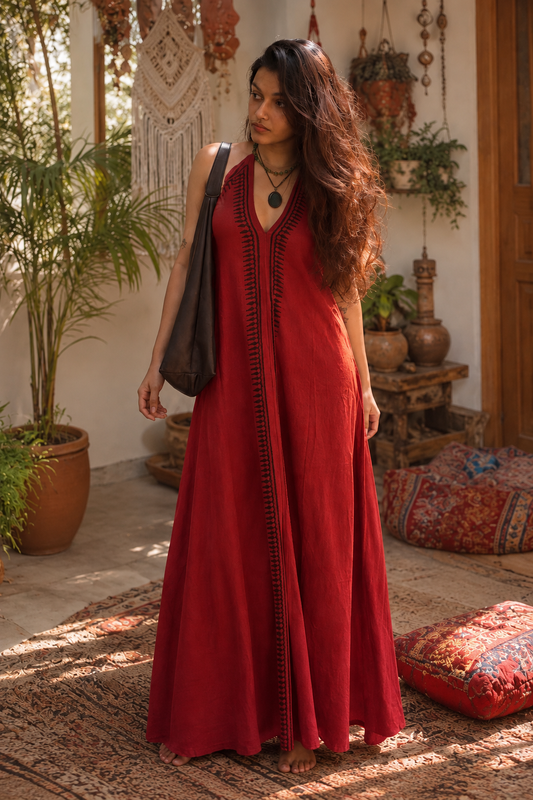 Vani Red Halter Dress