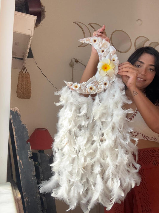 Dream White Moon Flora Dreamcatcher Medium