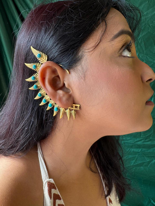 Turquoise Leaf Ear Cuff