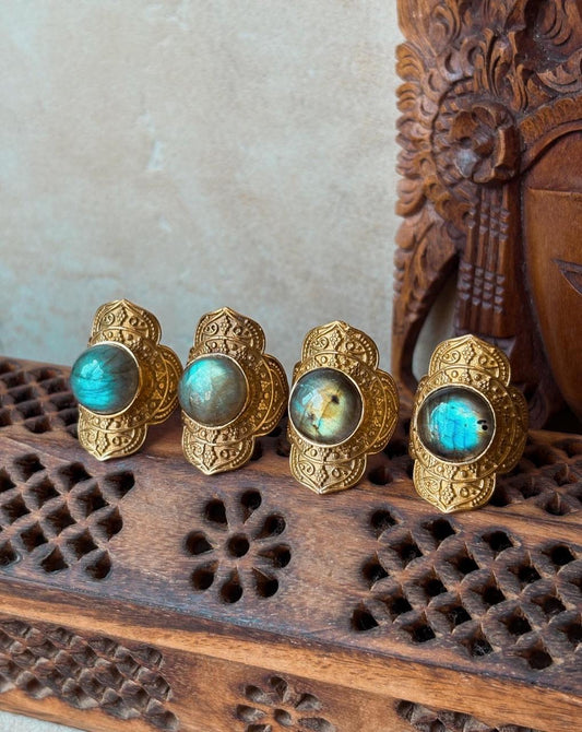 Labradorite Flower of Life Ring