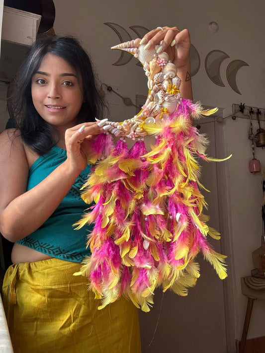 Small Dual Tone Moon Flora Dreamcatcher